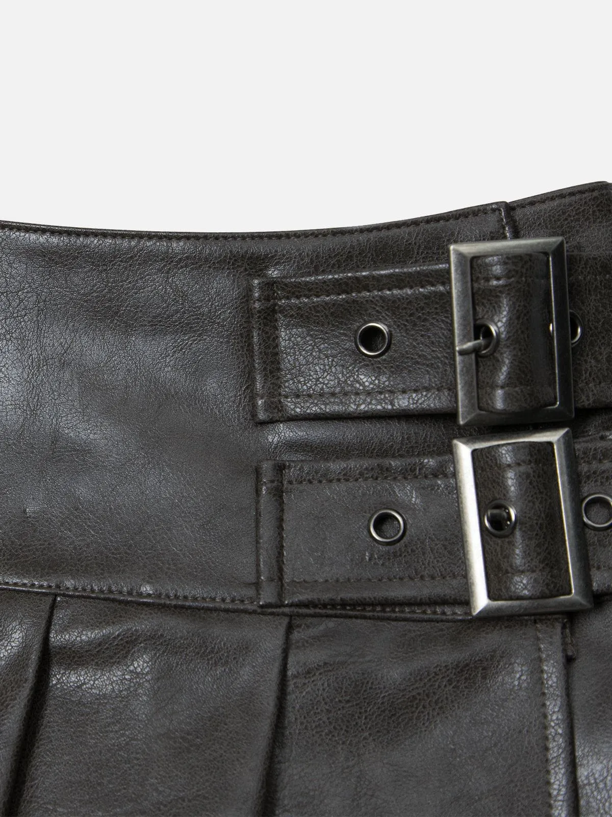 Aelfric Eden Vintage Solid Leather Pleated Skirt