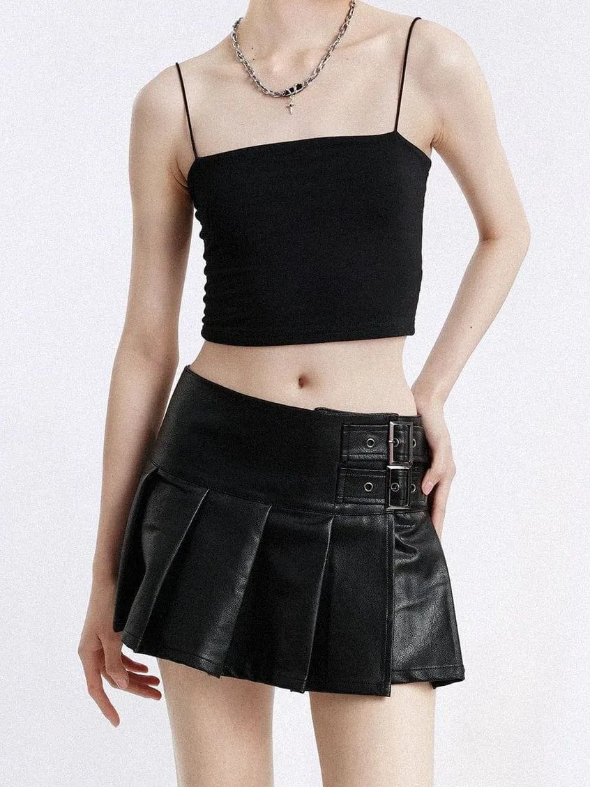 Aelfric Eden Vintage Solid Leather Pleated Skirt