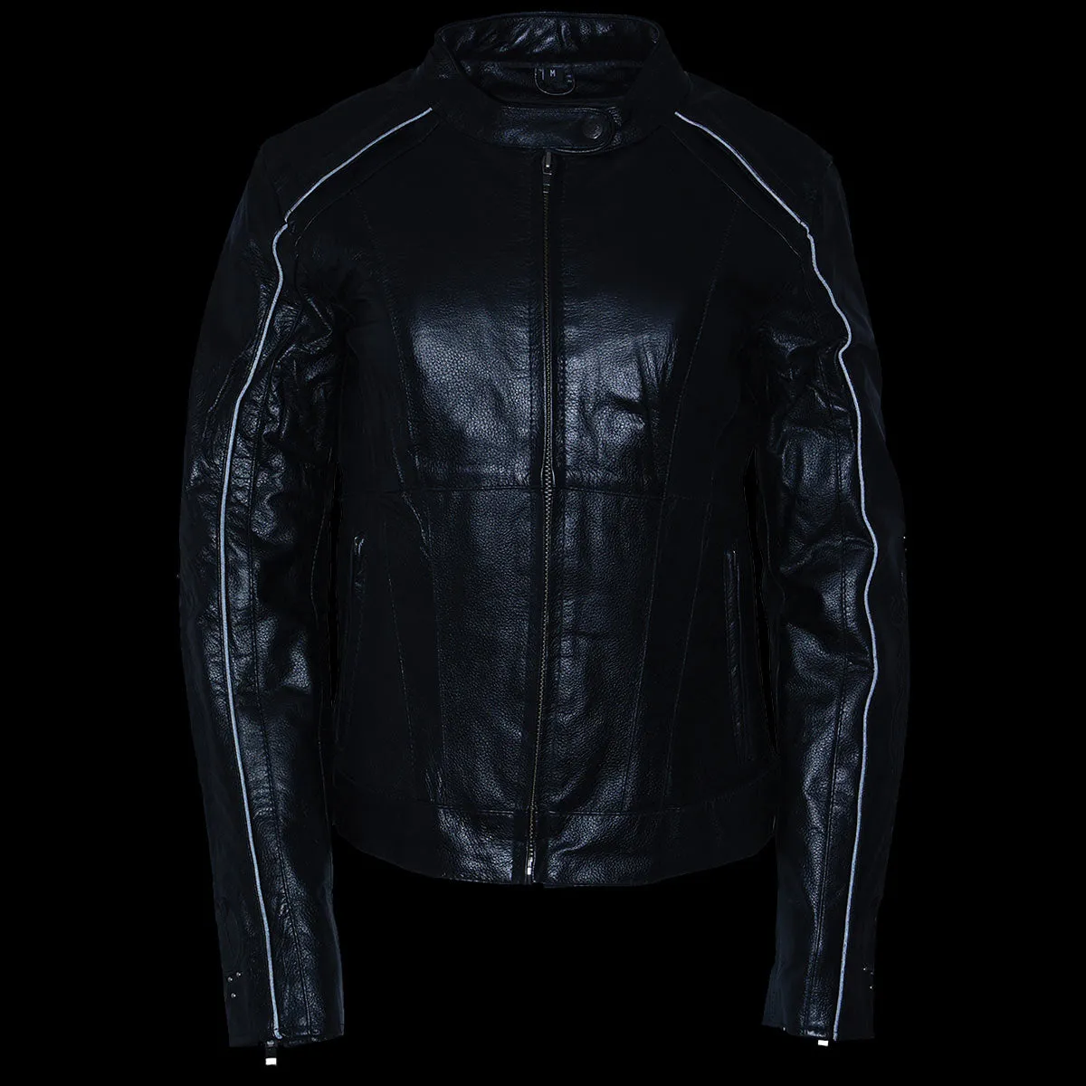 BLACK Leather ML1952 Women's Black 'Embroidered Wing and Stud Design' Leather Scooter Jacket
