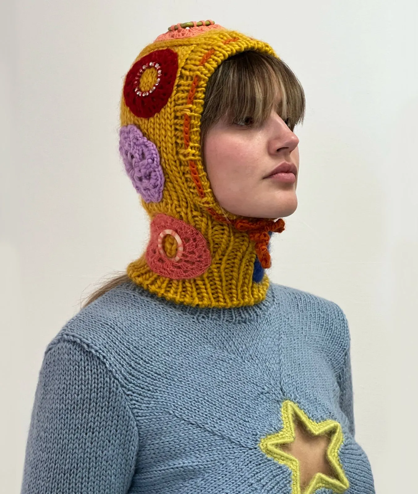 Embroidered Hand Knitted Balaclava