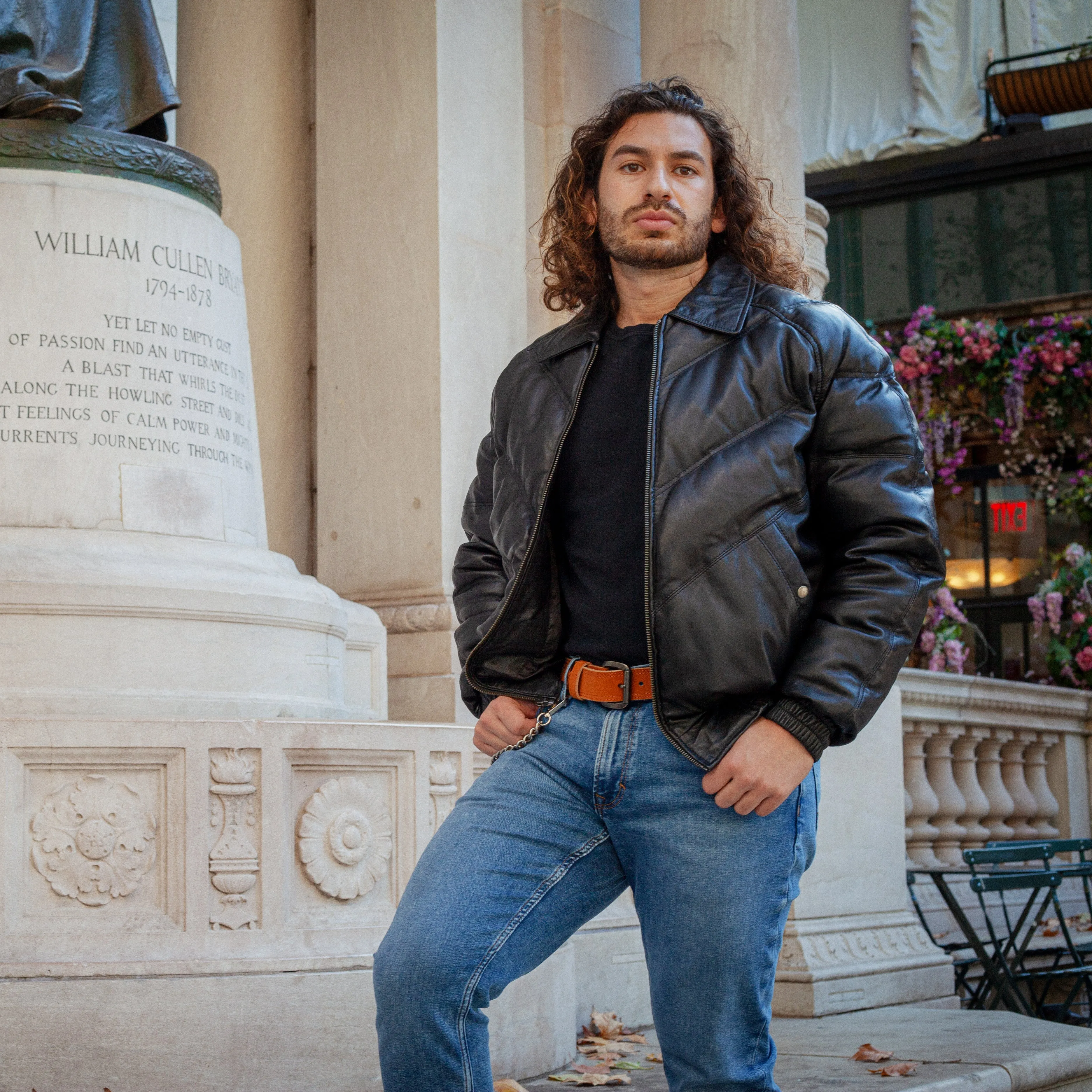 Ezra Mens Puffer Leather Jacket