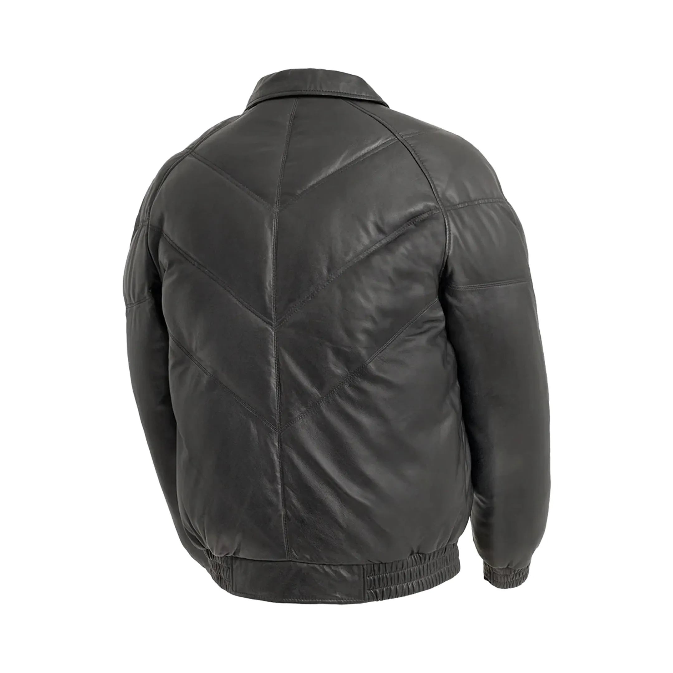 Ezra Mens Puffer Leather Jacket