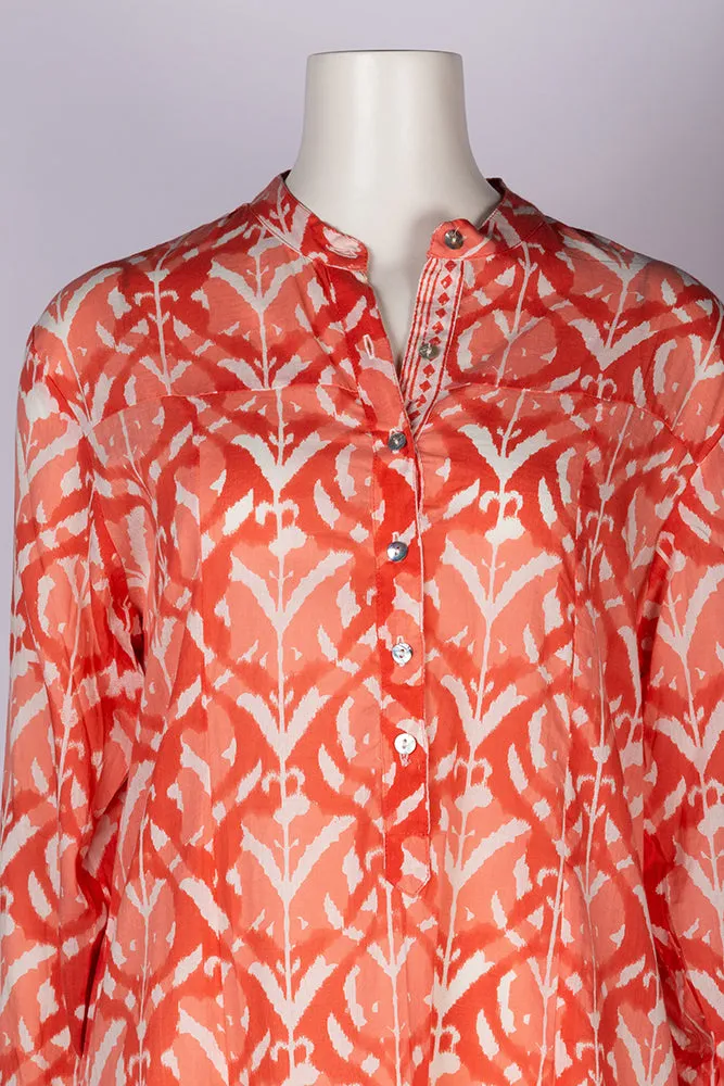Ezra Wood-Block Printed Maxi Kaftan Dress