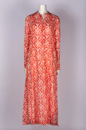 Ezra Wood-Block Printed Maxi Kaftan Dress
