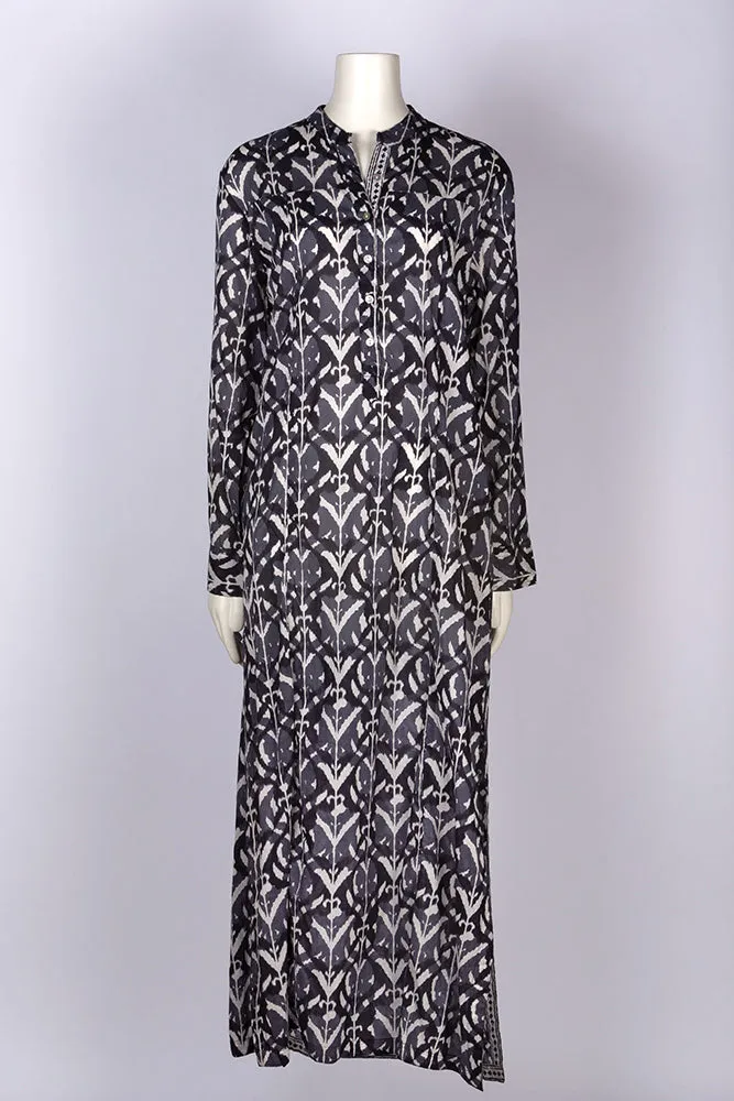 Ezra Wood-Block Printed Maxi Kaftan Dress