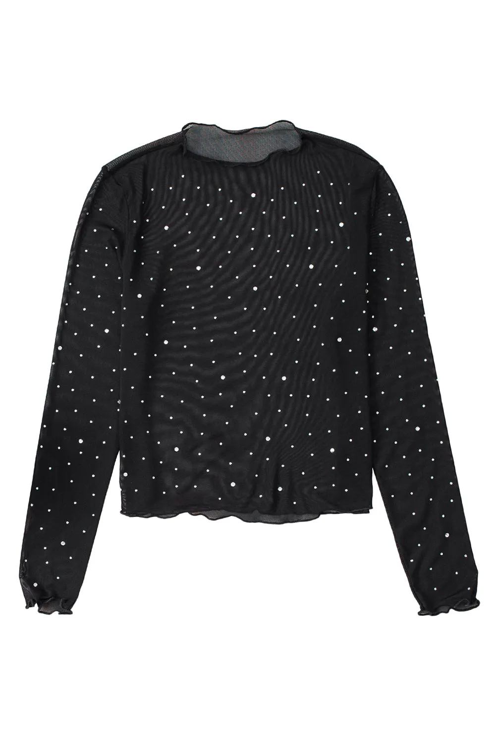 Gothic Outlaws Black Rhinestone Mesh Mock Neck Top – For When You Want to Sparkle, but Make It Dark
