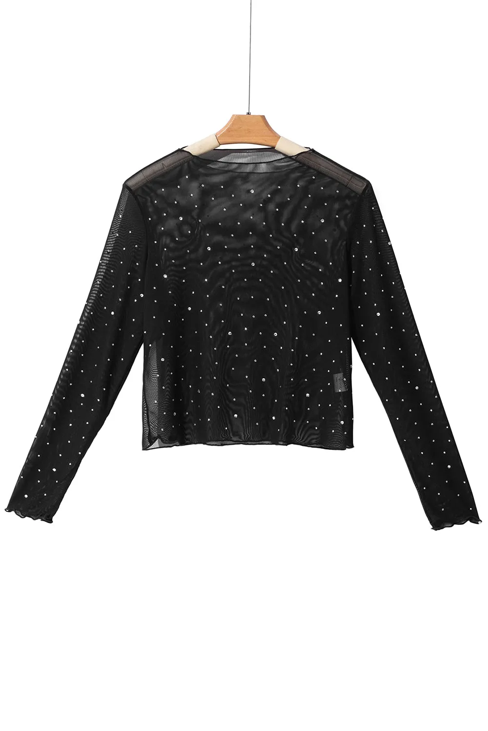 Gothic Outlaws Black Rhinestone Mesh Mock Neck Top – For When You Want to Sparkle, but Make It Dark