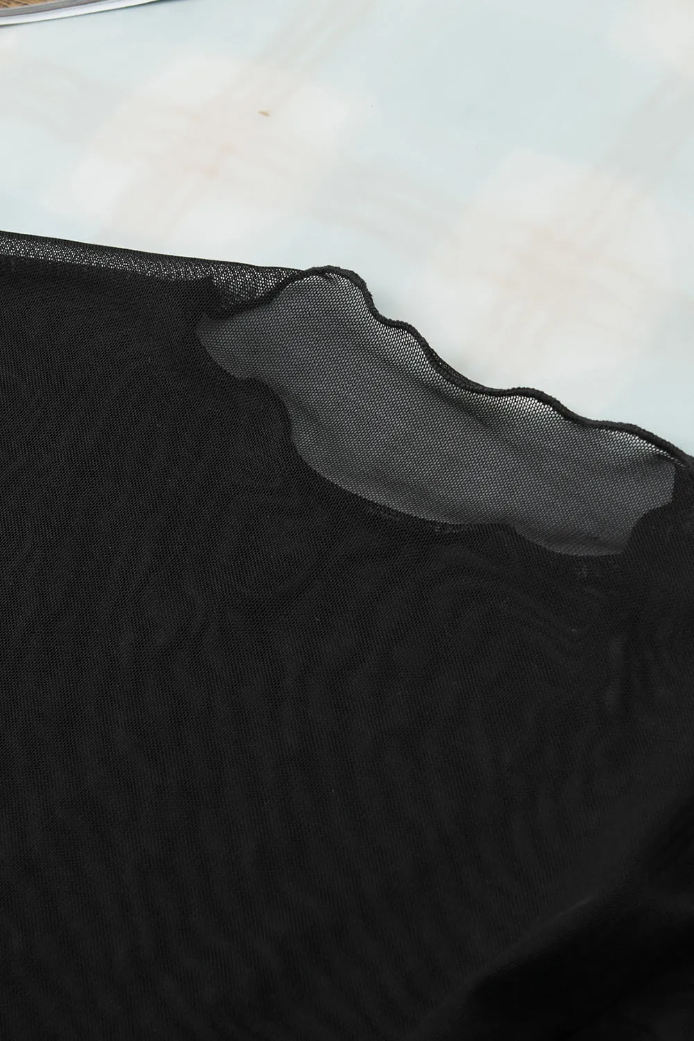 Gothic Outlaws Black Rhinestone Mesh Mock Neck Top – For When You Want to Sparkle, but Make It Dark