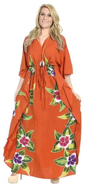 LA LEELA Printed Ladies Caftan Plus Size Cover up Dress Long Kaftan Loungewear
