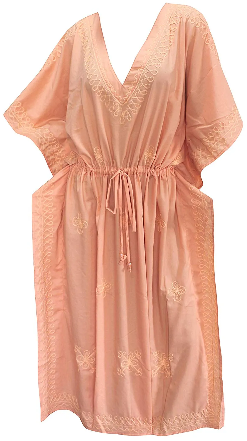 LA LEELA Rayon Solid Women's Kaftan Style Beachwear Cover up Nightgown Dress
