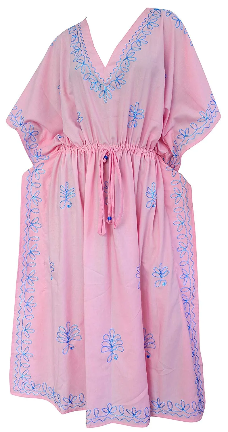 LA LEELA Rayon Solid Women's Kaftan Style Beachwear Cover up Nightgown Dress