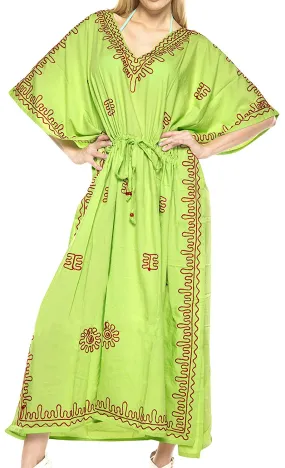 LA LEELA Rayon Solid Women's Kaftan Style Beachwear Cover up Nightgown Dress