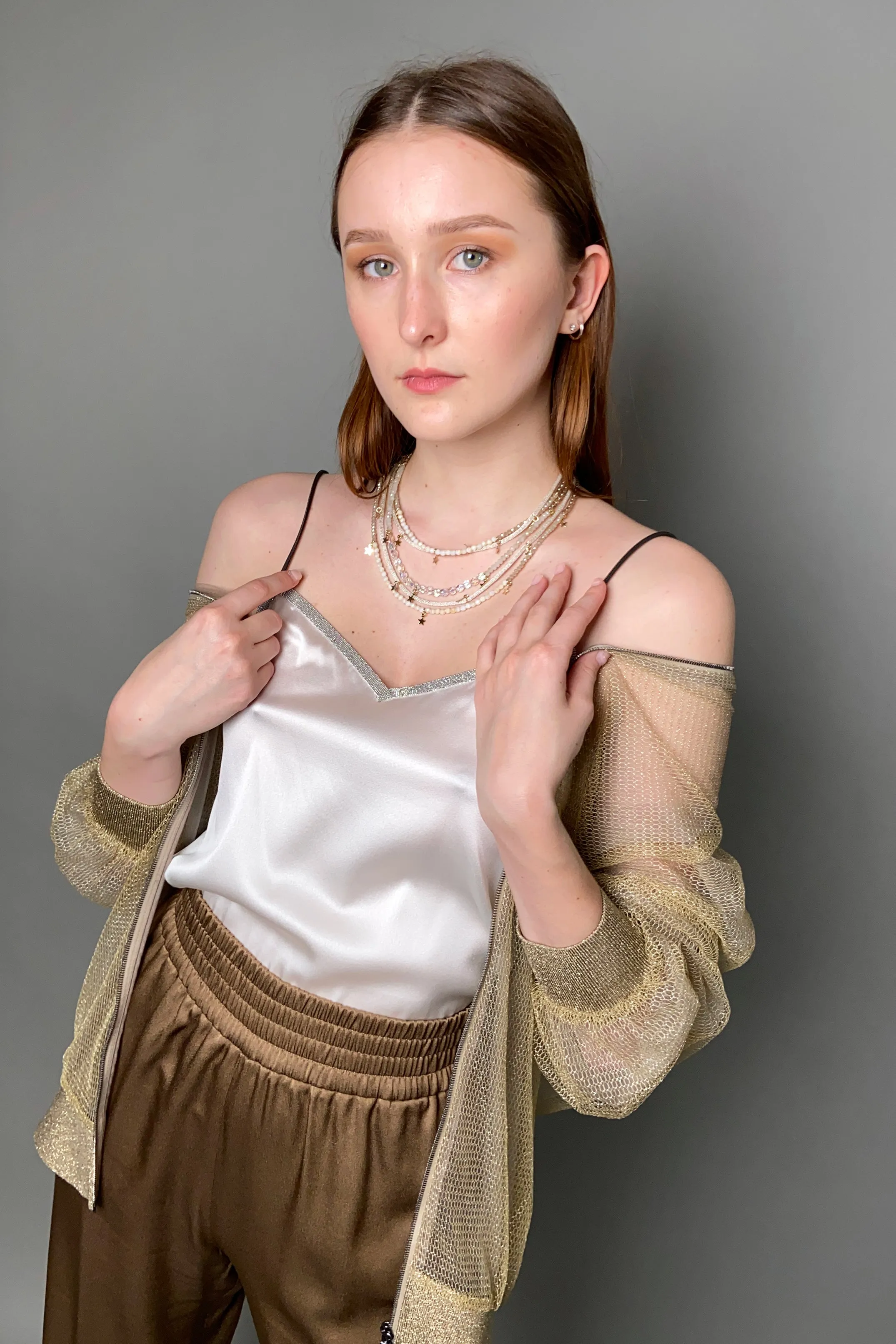 Lorena Antoniazzi Short Multi Strand Star Necklace in Creamy White