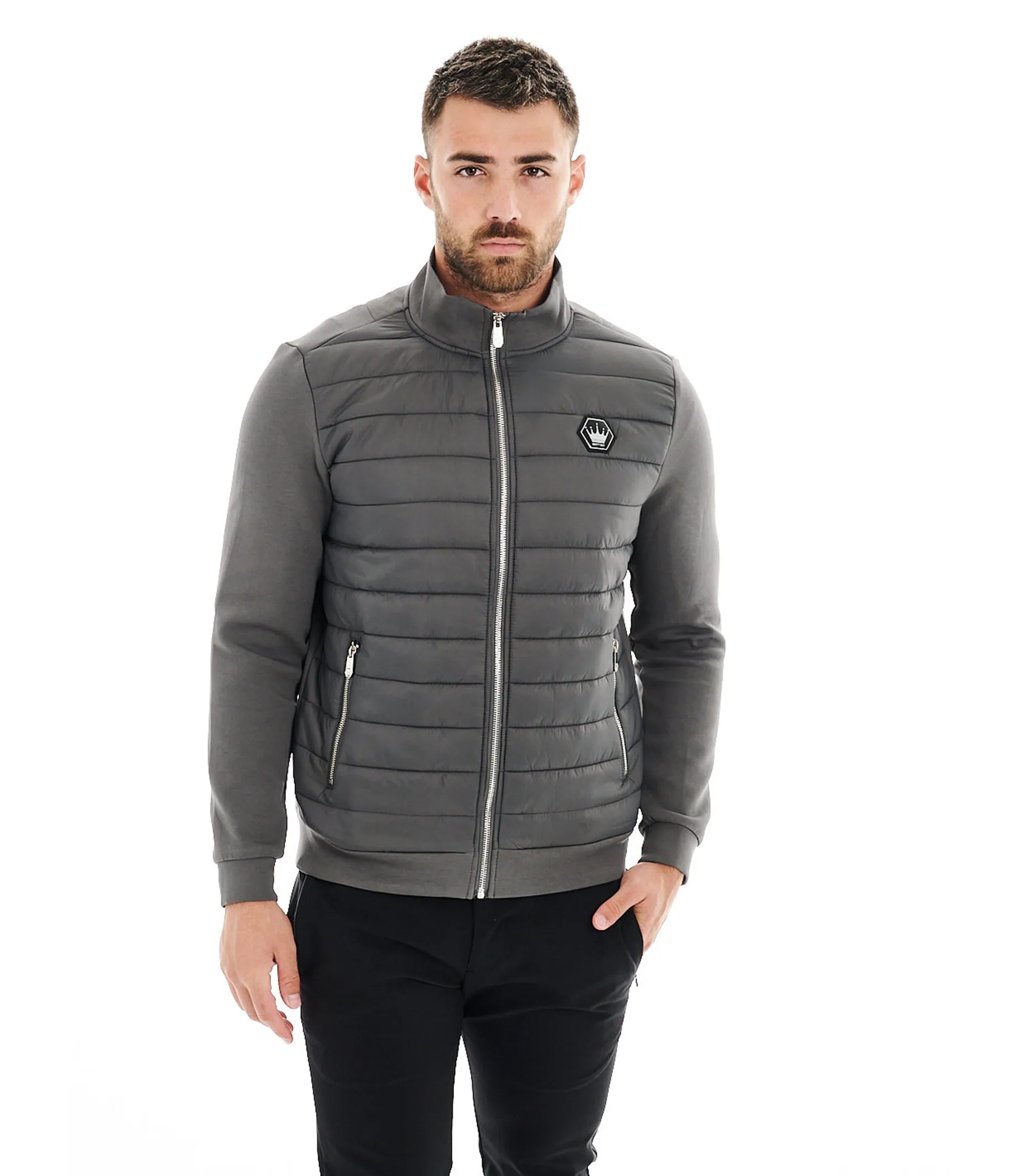 MIMO GREY BOMBER KNIT JACKET