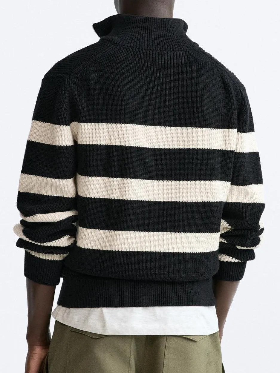 Old Money Wool Elegant Striped Sweater