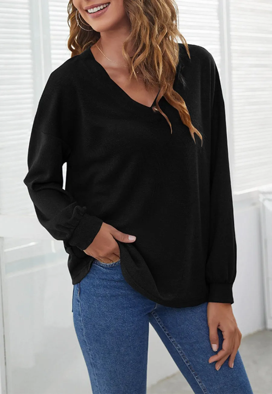 Solid Contrast Button Detail Sweater