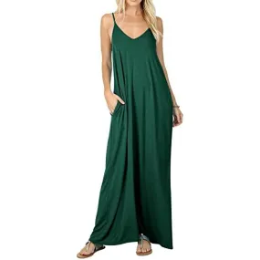 TastyHottie - Stokeen Women's Summer Casual Plain Spaghetti Strap Maxi Dress