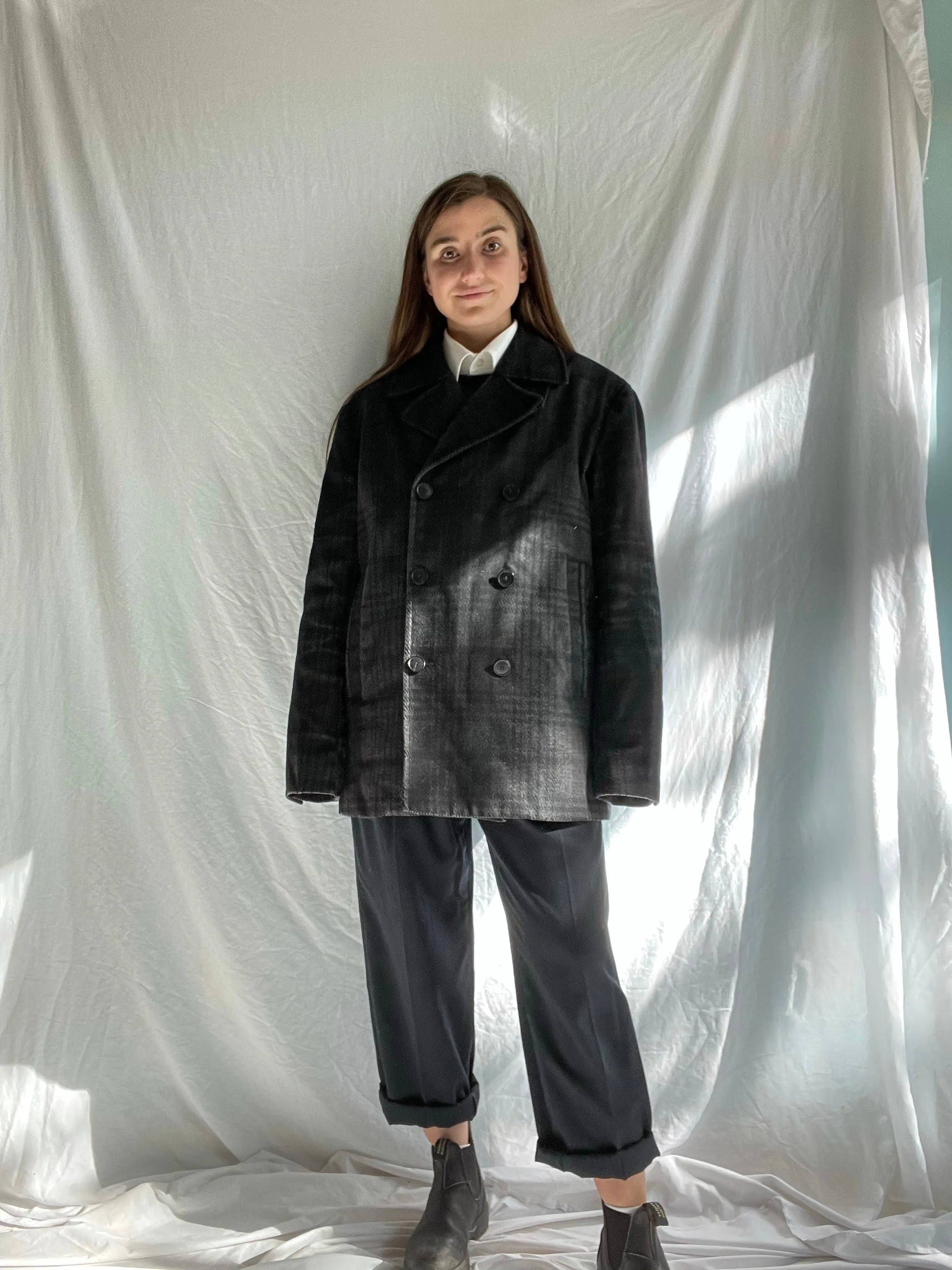Theory Menswear Tanker Peacoat in Bolkar Wool-Blend - L/XL