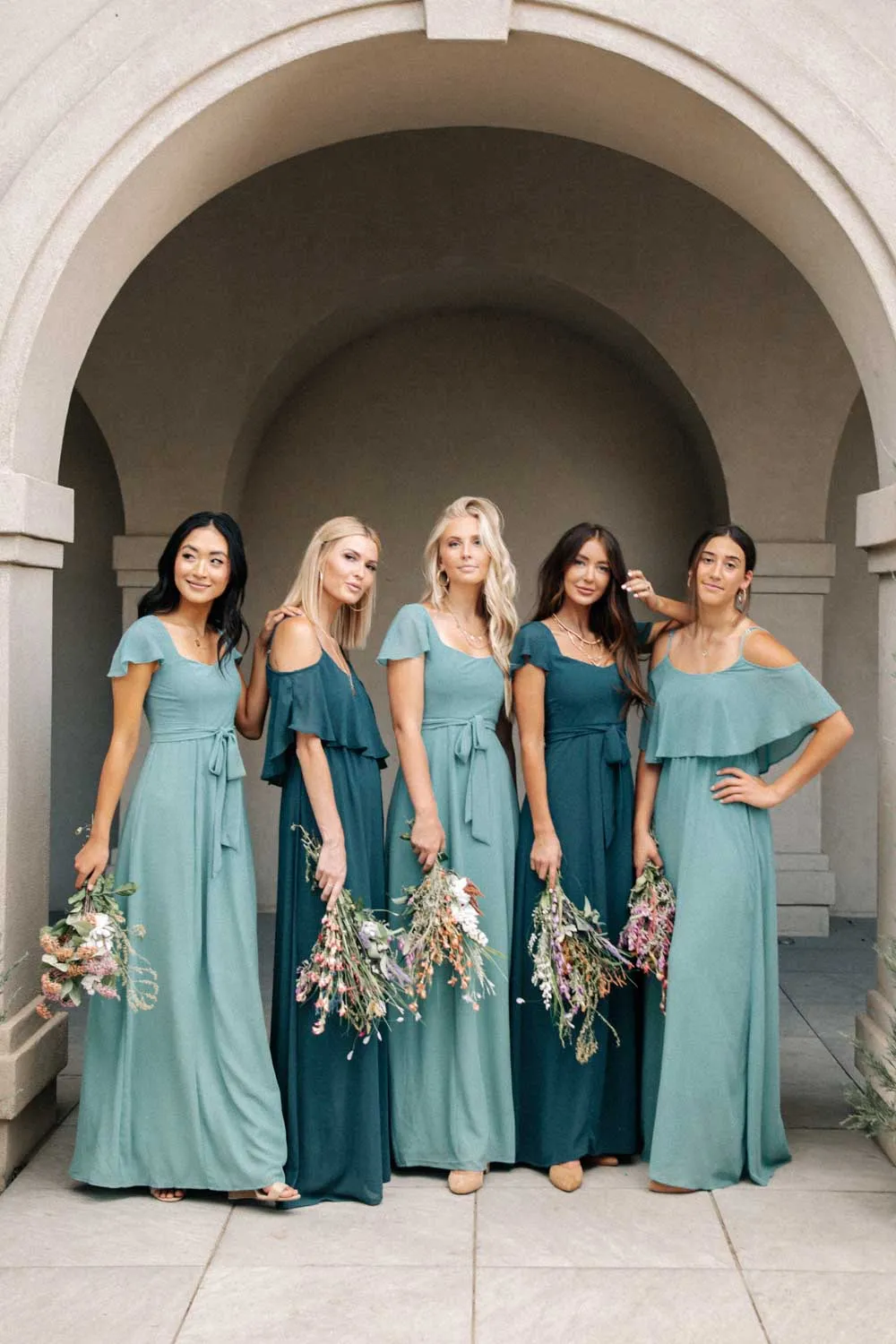 Toni Off the Shoulder Maxi Dress in Sage