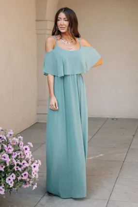 Toni Off the Shoulder Maxi Dress in Sage
