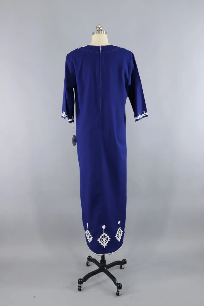 Vintage Blue Moroccan Caftan Dress