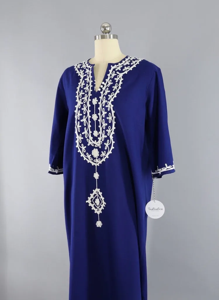 Vintage Blue Moroccan Caftan Dress