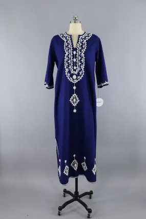 Vintage Blue Moroccan Caftan Dress