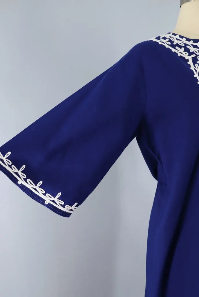 Vintage Blue Moroccan Caftan Dress