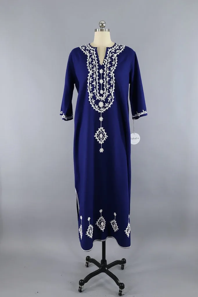 Vintage Blue Moroccan Caftan Dress