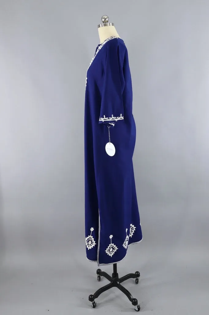 Vintage Blue Moroccan Caftan Dress